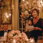 A woman holding a microphone and speaking into a microphone.